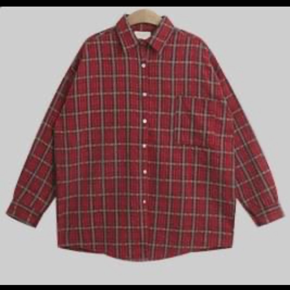 Made in Korea Red check pattern shirt